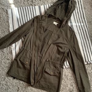 Dark Green Cinched Waist Cotton Jacket Charlotte Russe Size Medium